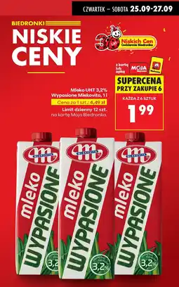 Biedronka Mleko UHT 3,2% Wypasione 1l Mlekovita oferta