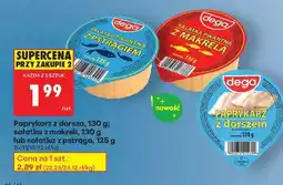 Biedronka Paprykarz z dorsza, 130 g sałatka z makreli, 130 g lub sałatka z pstrąga, 125 g oferta