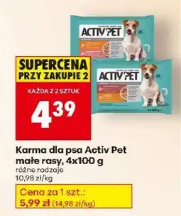 Biedronka Karma dla psa Activ Pet małe rasy, 4x100 g oferta