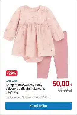 Smyk Cool Club Komplet dziewczęcy, Body sukienka z długim rękawem, Legginsy oferta