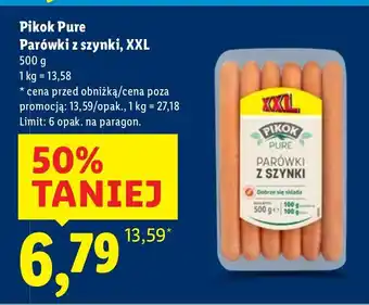 Lidl Parówki z szynki XXL Pikok Pure oferta