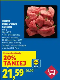 Lidl Mięso wołowe na gulasz Rzeźnik oferta