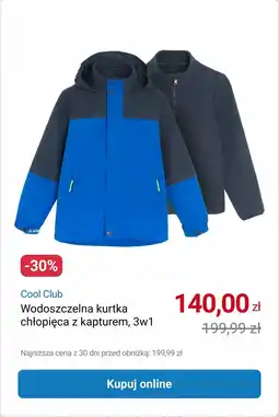 Smyk Cool Club Wodoszczelna kurtka chłopięca z kapturem, 3w1 oferta
