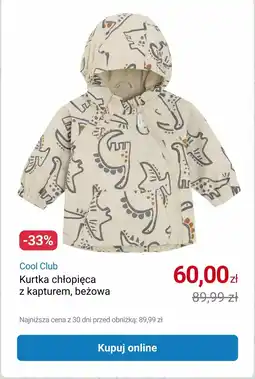Smyk Cool Club Kurtka chłopięca z kapturem, beżowa oferta