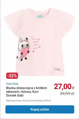 Smyk Cool Club Bluzka dziewczęca z krótkim rękawem, różowa, Koci oferta