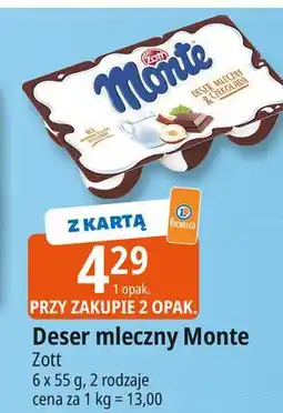 E.Leclerc Deser mleczno-czekoladowy z orzechami Zott Monte oferta