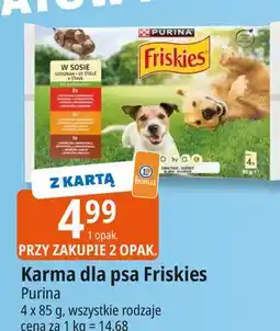 E.Leclerc Karma dla psa wołowina kurczak i jagnięcina w sosie Purina Friskies oferta
