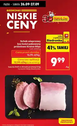 Biedronka Schab wieprzowy bez kości pakowany próżniowo Kraina Mięs oferta