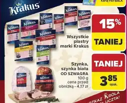 Carrefour Szynka, szynka biała OD SZWAGRA 100g Krakus oferta