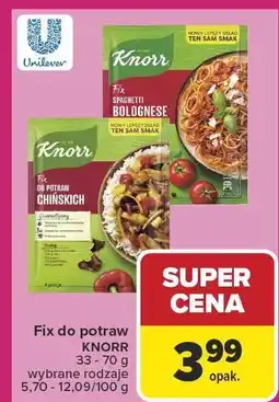 Carrefour Fix do potraw chińskich KNORR 33-70g oferta
