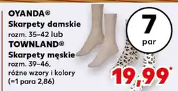 Kaufland OYANDA Skarpety damskie rozmiar 35-42 lub TOWNLAND Skarpety męskie rozmiar 39-46 oferta