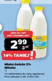 Netto Mleko 2 % Miletto oferta