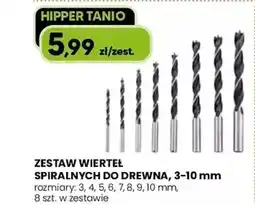 Hipper.pl Zestaw wierteł spiralnych do drewna, 3-10 mm oferta