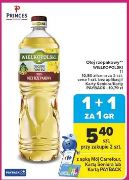 Carrefour Market Olej rzepakowy Wielkopolski 1l Princes Group oferta