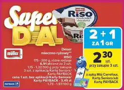 Carrefour Market Deser mleczno-ryżowy Riso, różne rodzaje Müller oferta