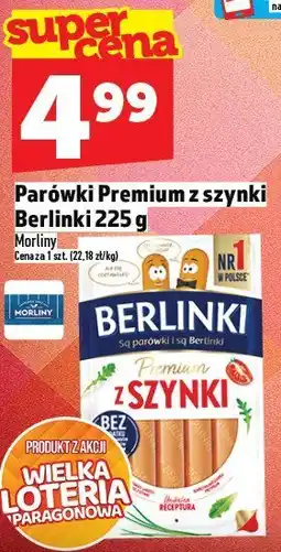 Topaz Parówki Premium z szynki Berlinki 225 g Morliny oferta