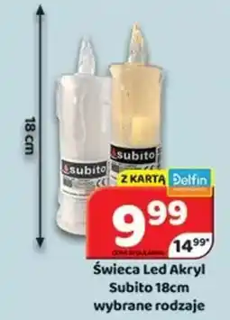 Delfin Świeca Led Akryl Subito 18 cm oferta
