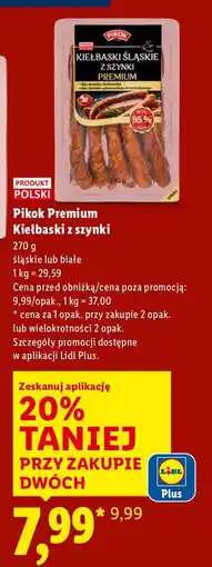 Lidl Kiełbaski z szynki 270g śląskie Pikok Premium oferta