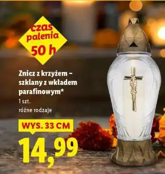 Lidl Znicz z krzyżem – szklany z wkładem parafinowym oferta