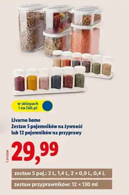 Lidl Livarno home Zestaw 5 pojemników na żywność lub 12 pojemników na przyprawy oferta