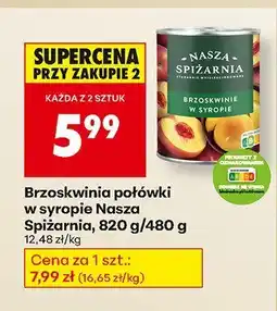 Biedronka Brzoskwinia połówki w syropie Nasza Spiżarnia 820g/480g oferta