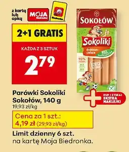 Biedronka Parówki Sokoliki 140g Sokołów oferta