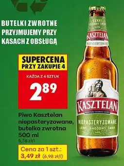 Biedronka Piwo Kasztelan Niepasteryzowane, butelka zwrotna 500 ml oferta