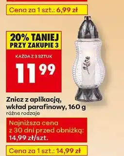 Biedronka Znicz z aplikacją, wkład parafinowy, 160 g oferta