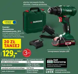 Lidl Wiertarko-wkrętarka 20 v Parkside oferta