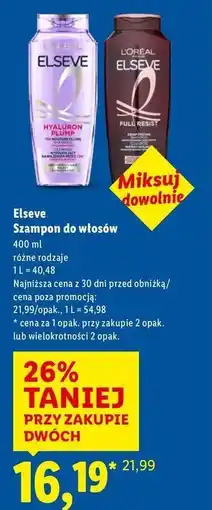 Lidl Szampon do włosów wzmacniający L'oreal Elseve Full Resist oferta