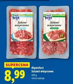 Lidl Salami wieprzowe Alpenfest 100g róźne rodzaje oferta
