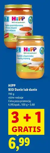 Lidl Danie HiPP BIO różne rodzaje oferta