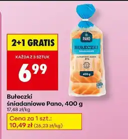Biedronka Bułeczki śniadaniowe 400 g 2+1 GRATIS Pano oferta