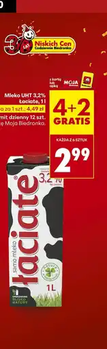 Biedronka Mleko UHT 3,2% Łaciate 4+2 GRATIS oferta