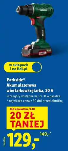 Lidl Akumulatorowa wkrętarka Parkside oferta
