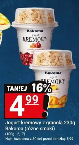 Hitpol Jogurt kremowy z granolą Bakoma 230g (różne smaki) oferta