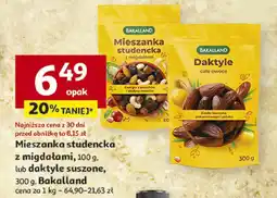 Auchan Mieszanka studencka z migdałami, 100 g, lub daktyle suszone, 300 g, Bakalland oferta