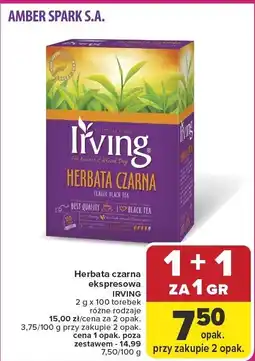 Carrefour Herbata czarna ekspresowa, różne rodzaje Irving oferta