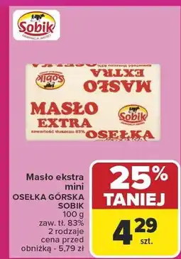 Carrefour Masło ekstra mini Osełka Górska 100g Sobik oferta