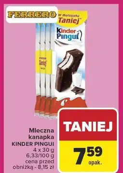 Carrefour Mleczna kanapka Kinder Pingui 4-pak Ferrero oferta