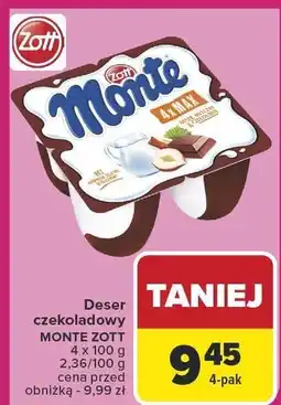 Carrefour Deser czekoladowy Monte 4-pak Zott oferta