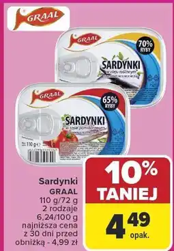 Carrefour Sardynki w oleju roślinnym Graal oferta