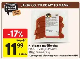 Intermarche Kiełbasa myśliwska PROSTO Z WĘDLINIARNI 310g oferta