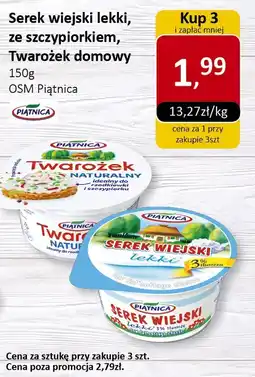 Market Point Serek wiejski lekki, ze szczypiorkiem, Twarożek domowy 150g OSM Piątnica oferta