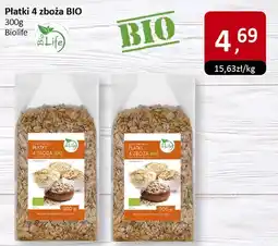 Market Point Płatki 4 zboża BIO 300g BioLife oferta