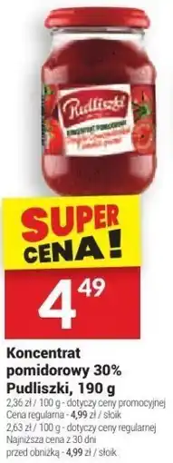 Twój Market Koncentrat pomidorowy 30% Pudliszki, 190 g oferta