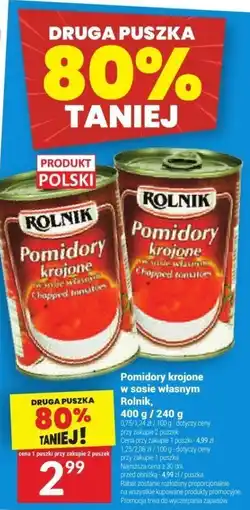 Twój Market Pomidory krojone w sosie własnym Rolnik, 400 g / 240 g oferta