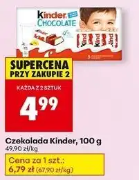 Biedronka Batoniki z mlecznej czekolady nadzieniem mlecznym Kinder Chocolate oferta