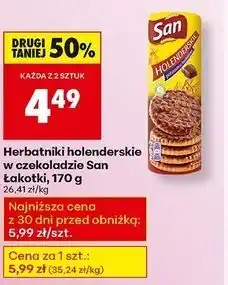 Biedronka Ciastka holenderskie w czekoladzie San Łakotki oferta