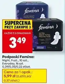 Biedronka Podpaski night total protection Femina Ultra oferta